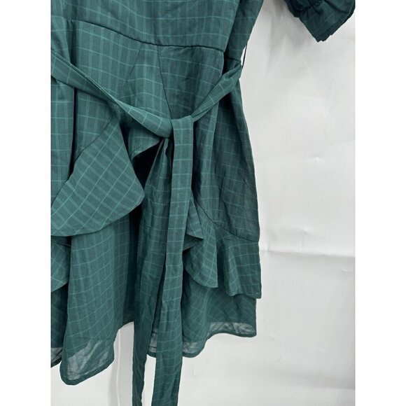 Trixxi Dress Women Medium Green Pine Short Sleeve Belt Preppy Fairycore Festival - Picture 7 of 13